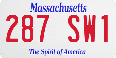 MA license plate 287SW1