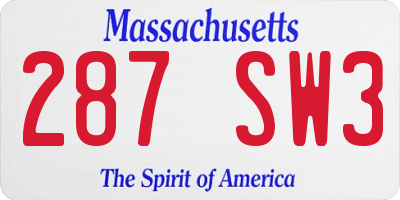 MA license plate 287SW3
