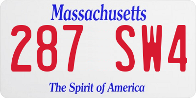 MA license plate 287SW4