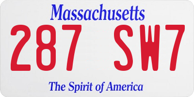 MA license plate 287SW7