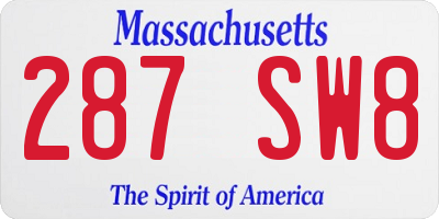 MA license plate 287SW8