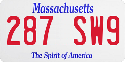 MA license plate 287SW9