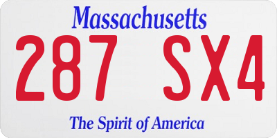 MA license plate 287SX4