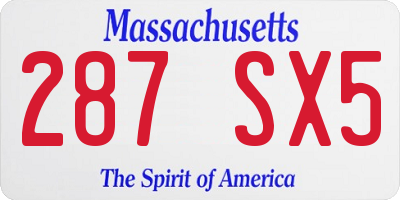 MA license plate 287SX5