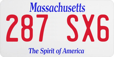MA license plate 287SX6