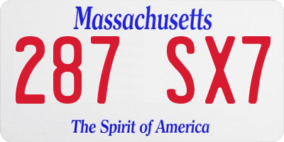 MA license plate 287SX7