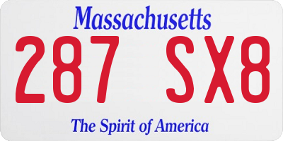 MA license plate 287SX8