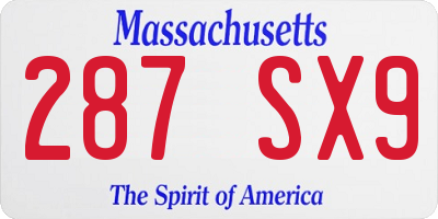 MA license plate 287SX9