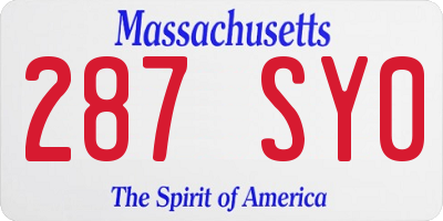 MA license plate 287SY0