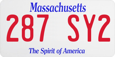 MA license plate 287SY2