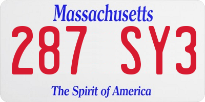 MA license plate 287SY3