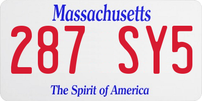 MA license plate 287SY5