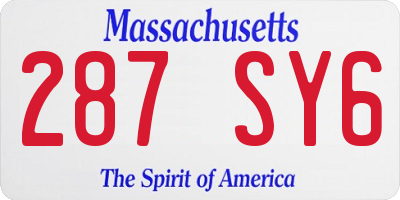 MA license plate 287SY6