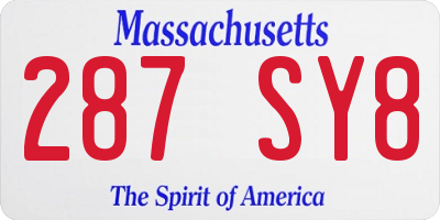 MA license plate 287SY8