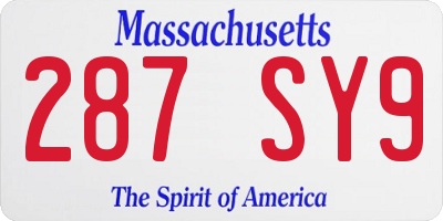MA license plate 287SY9