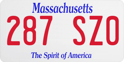 MA license plate 287SZ0