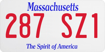 MA license plate 287SZ1