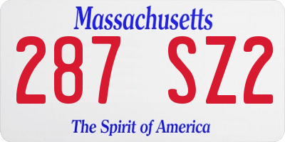 MA license plate 287SZ2