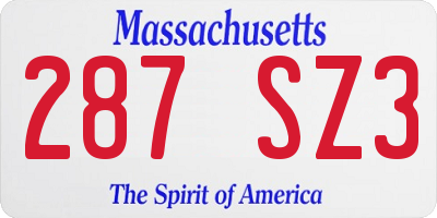 MA license plate 287SZ3