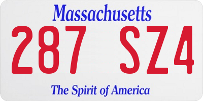 MA license plate 287SZ4