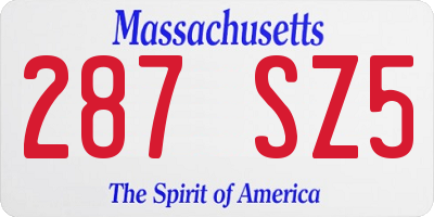MA license plate 287SZ5
