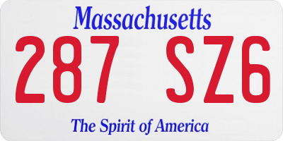 MA license plate 287SZ6