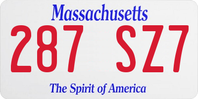 MA license plate 287SZ7