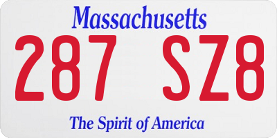 MA license plate 287SZ8