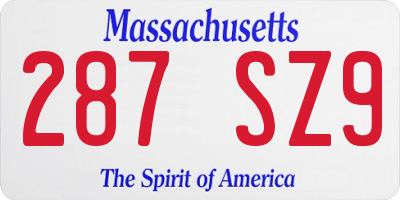 MA license plate 287SZ9