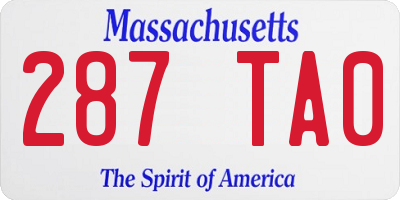 MA license plate 287TA0