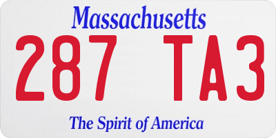 MA license plate 287TA3