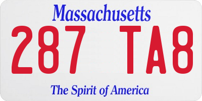 MA license plate 287TA8