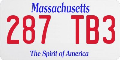 MA license plate 287TB3