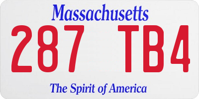 MA license plate 287TB4