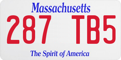 MA license plate 287TB5