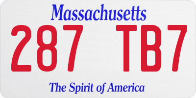 MA license plate 287TB7