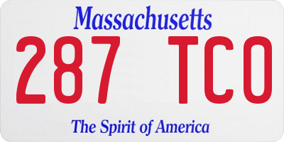 MA license plate 287TC0