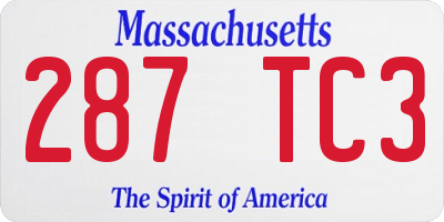 MA license plate 287TC3