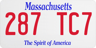 MA license plate 287TC7