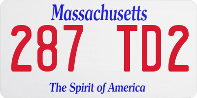 MA license plate 287TD2