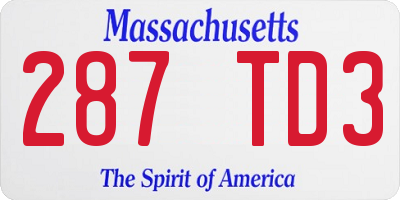 MA license plate 287TD3