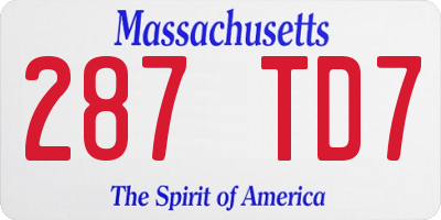 MA license plate 287TD7
