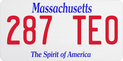 MA license plate 287TE0