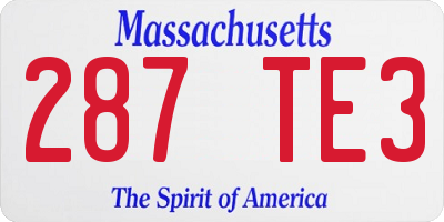 MA license plate 287TE3