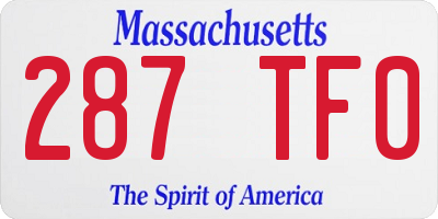 MA license plate 287TF0
