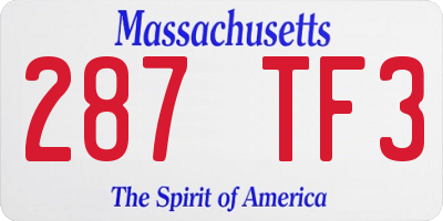 MA license plate 287TF3