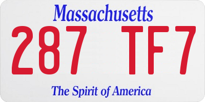 MA license plate 287TF7