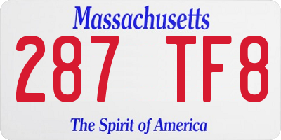 MA license plate 287TF8