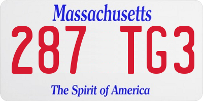MA license plate 287TG3