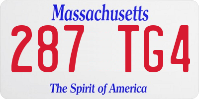MA license plate 287TG4